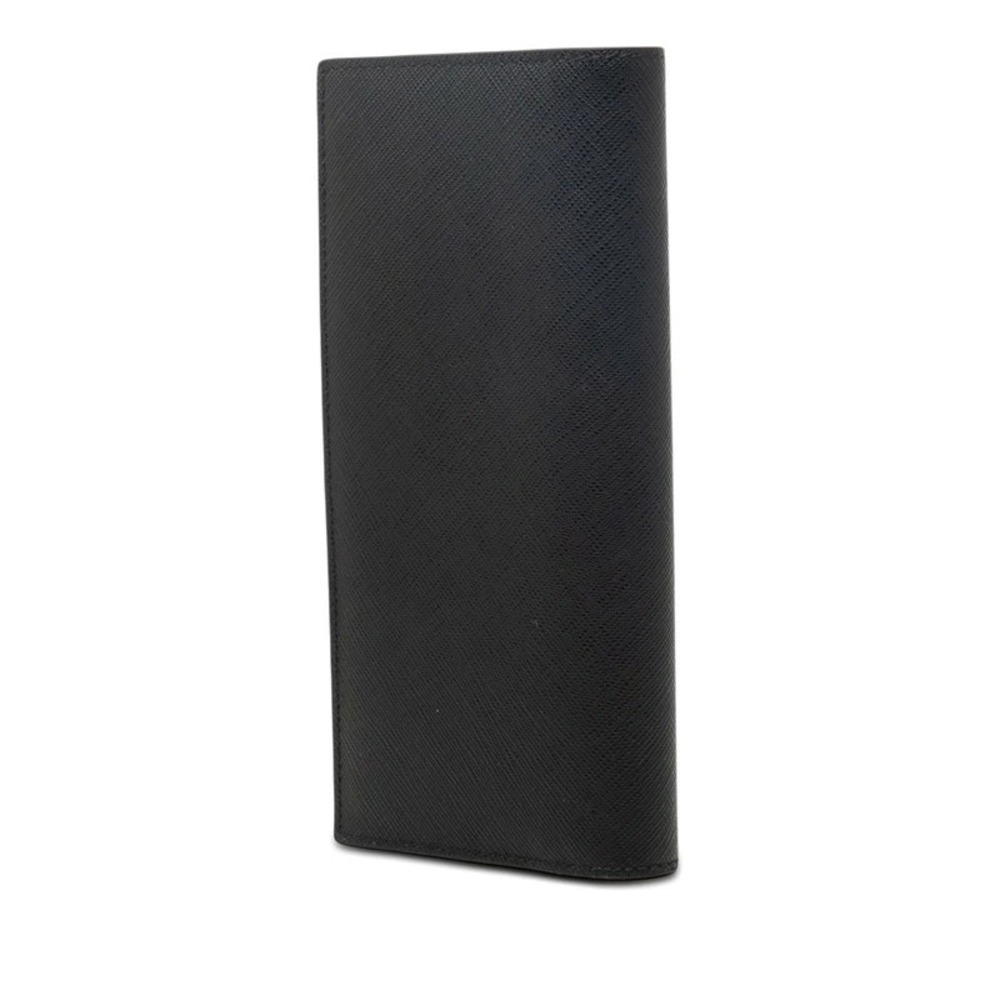Prada Leather fold Saffiano Wallet Bi Long Black